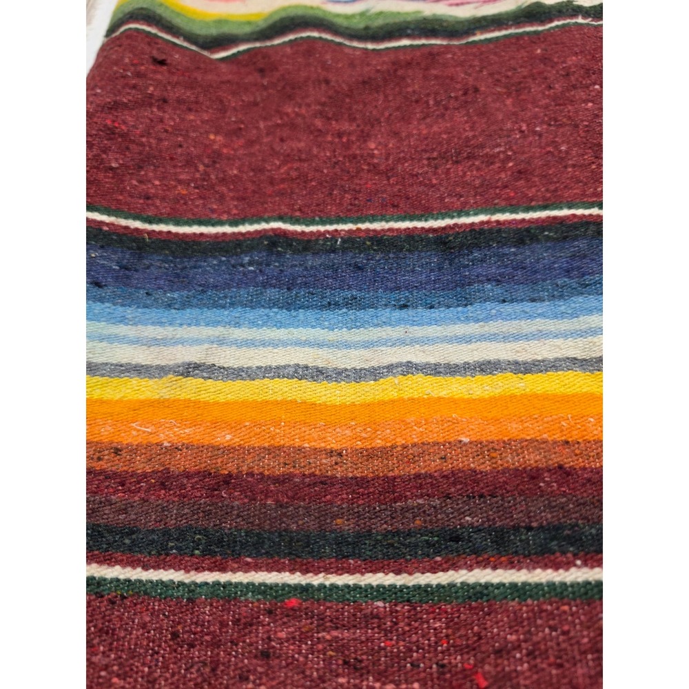 Mexican Serape Blanket Wool Multicolor Stripe Woven Throw 56x88 Southwestern - Picture 8 of 9
